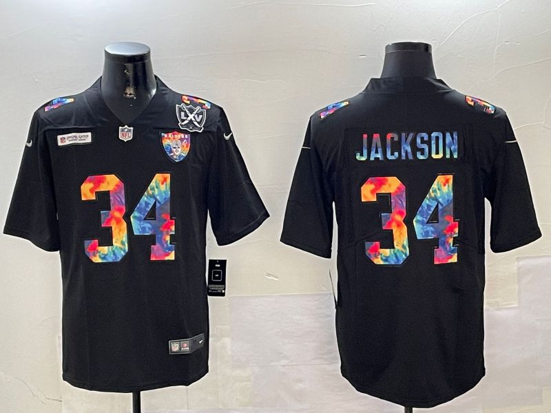 Men Oakland Raiders #34 Jackson Black Rainbow 2024 Nike Limited NFL Jersey style 3->oakland raiders->NFL Jersey